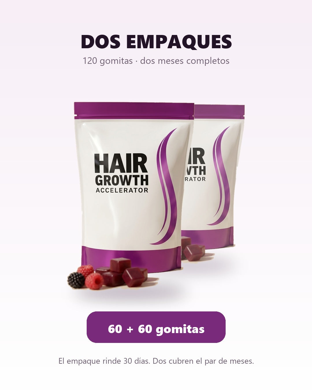 Dos empaques: 120 gomitas para dos meses
