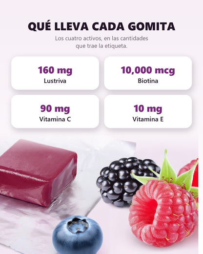 Las cuatro cantidades que trae la etiqueta de cada gomita